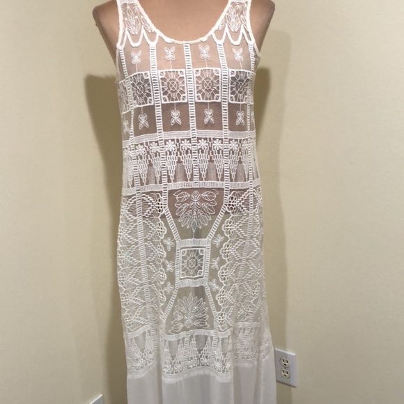 Miguelina Maxi Slip Dress Size Medium Ivory - Picture 3 of 10
